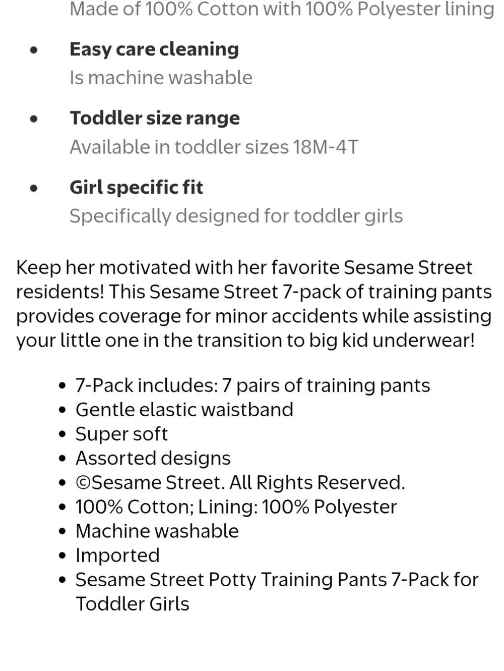 Sesame Street Pink & Purple Elmo Kids Training Pants 7-Pack